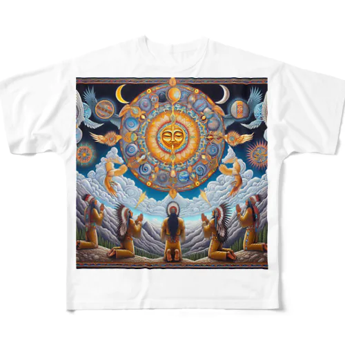 月　太陽　大地への祈り3 フルグラフィックTシャツ