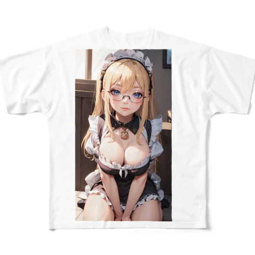 金髪美少女　七海ちゃんメイド All-Over Print T-Shirt