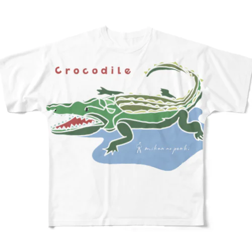 一筆書きアート【crocodile】 All-Over Print T-Shirt