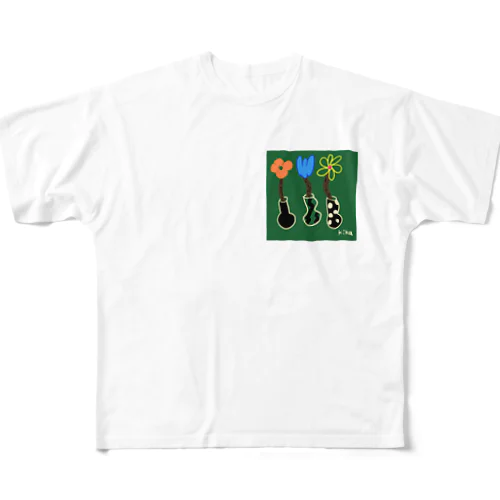 ハッピーFlower フルグラフィックTシャツ