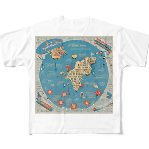 世界名言地図 フルグラフィックTシャツ