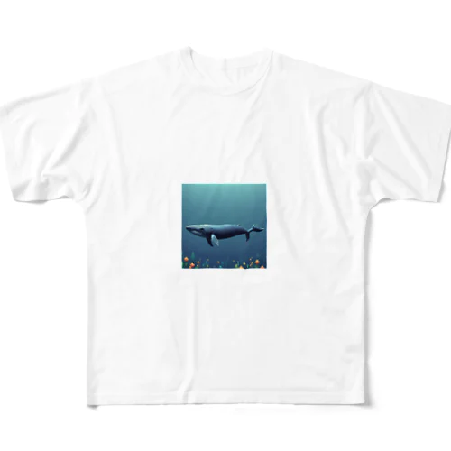 海中を泳ぐクジラのひれ All-Over Print T-Shirt