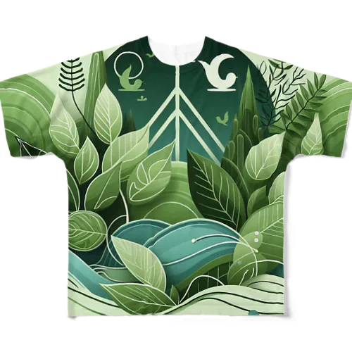 自然との共生 フルグラフィックTシャツ