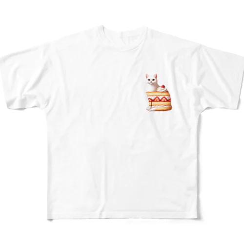 ショートケーキ猫ちゃん 풀그래픽 티셔츠