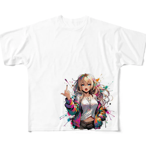 中指を立てていけ All-Over Print T-Shirt