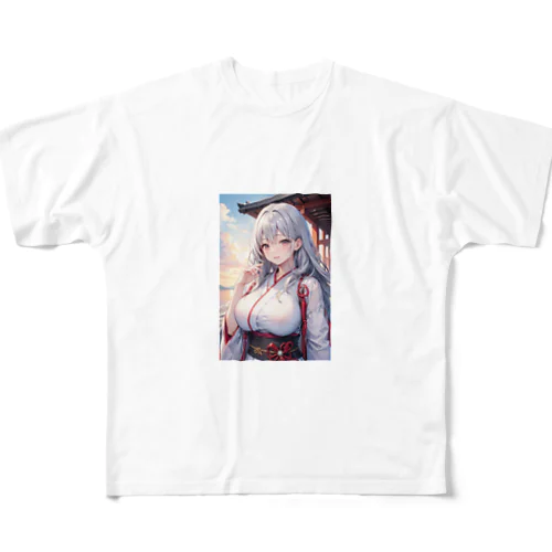 綺麗な巫女 フルグラフィックTシャツ