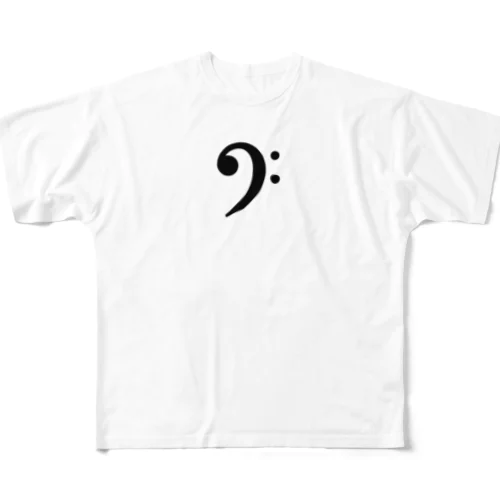 【ピアノシリーズ】へ音記号（バスクレフ）Tシャツ フルグラフィックTシャツ