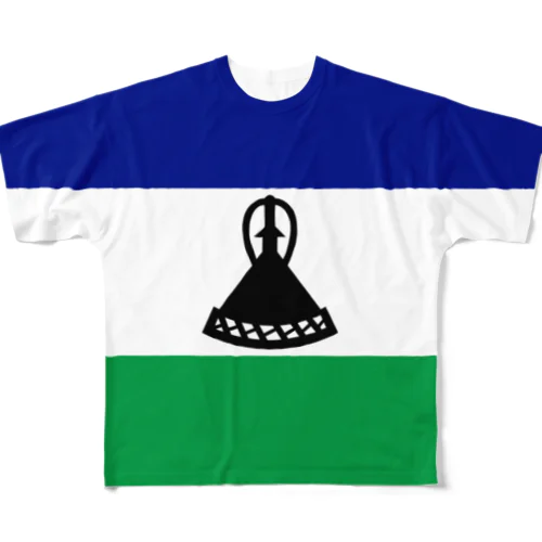 レソトの国旗 フルグラフィックTシャツ
