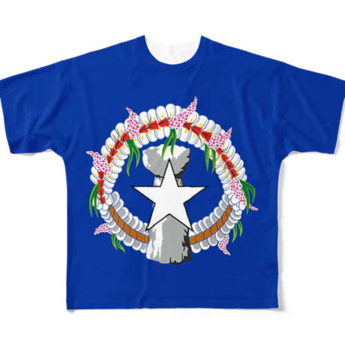 北マリアナ諸島の旗 フルグラフィックTシャツ