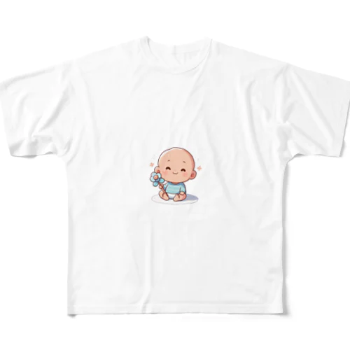 可愛らしい赤ちゃん、笑顔🎵 フルグラフィックTシャツ