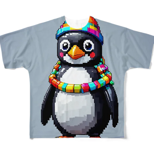ペンギンのかわいいドット絵が登場！ All-Over Print T-Shirt