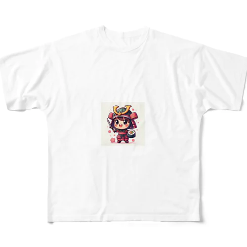 かわいい武士 フルグラフィックTシャツ