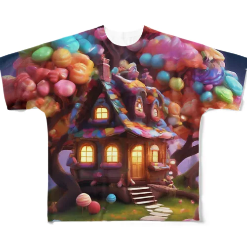 夢のようなお菓子の家 フルグラフィックTシャツ