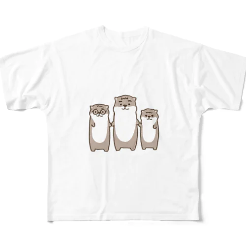 コツメカワウソ3兄弟 All-Over Print T-Shirt