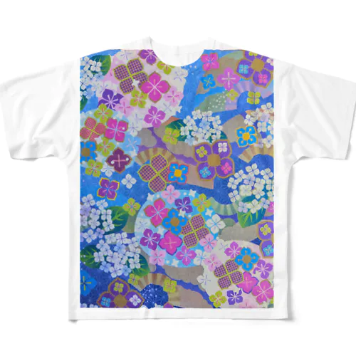 和柄（紫陽花) All-Over Print T-Shirt