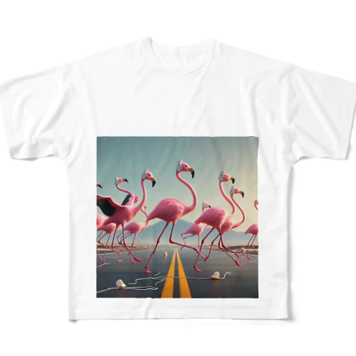 サイズフリー ミュージックフラミンゴ All-Over Print T-Shirt