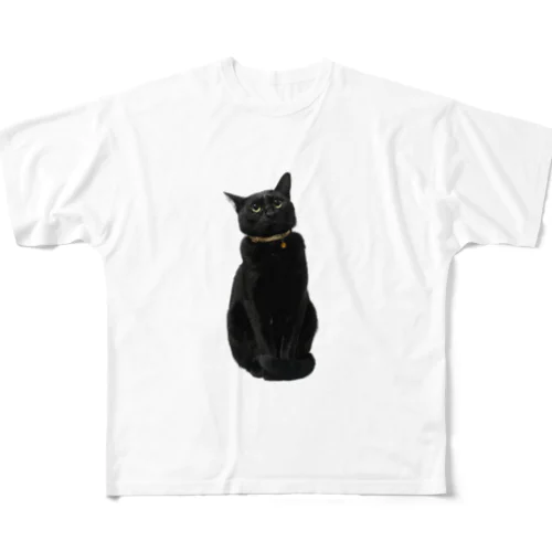 リアル黒猫マメちゃんグッズ All-Over Print T-Shirt