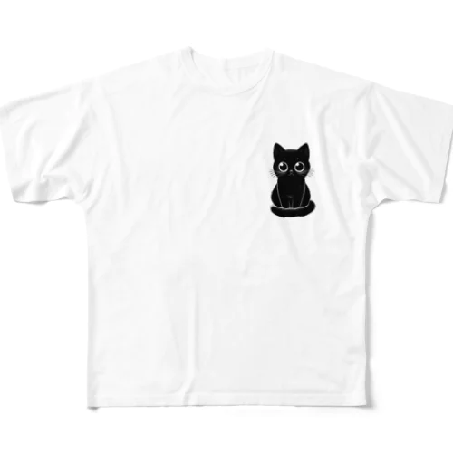 黒猫さん❤️ フルグラフィックTシャツ