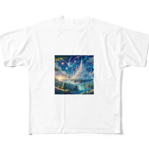 浮島とクリスタルの街 All-Over Print T-Shirt