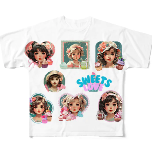 Sweets love girl〜ステッカーデザイン〜 フルグラフィックTシャツ