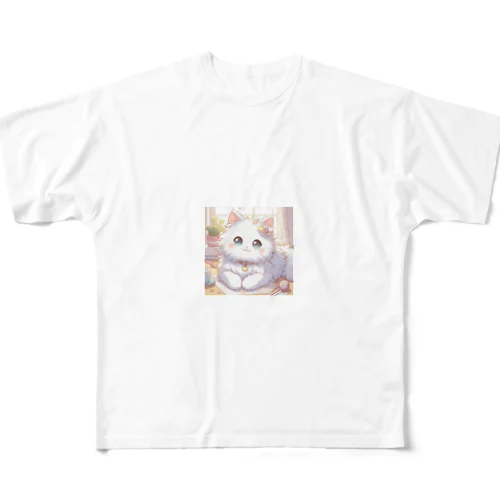 アニメ調・キュートな白猫 All-Over Print T-Shirt