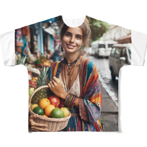 買い物をする彼女 All-Over Print T-Shirt