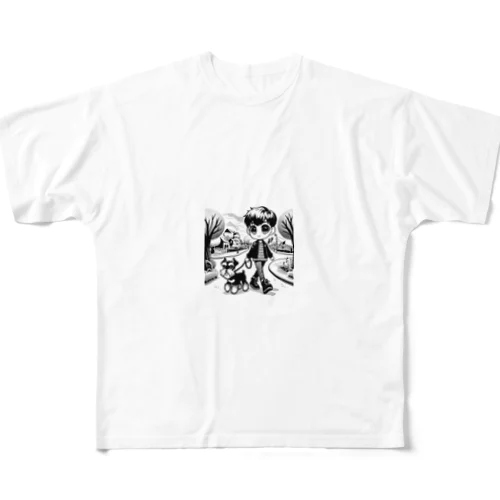 愛犬とお散歩 All-Over Print T-Shirt