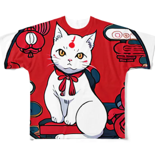 和風アート猫 All-Over Print T-Shirt