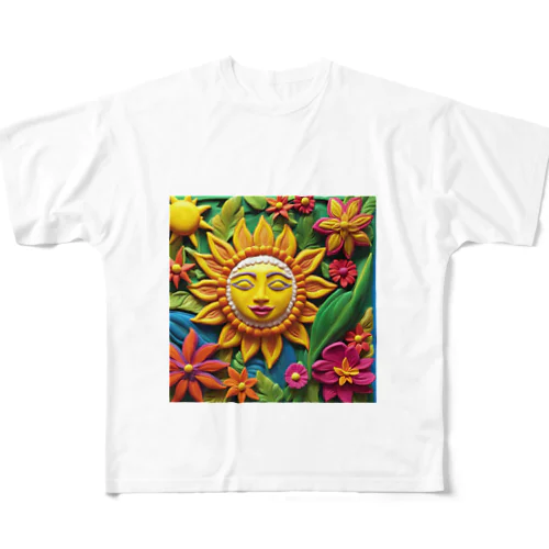南国の太陽と花 All-Over Print T-Shirt
