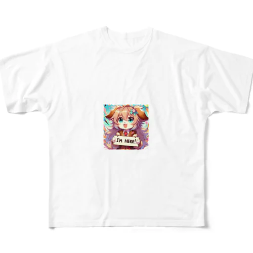 犬 ワンコ カワイイ絵 フルグラフィックTシャツ