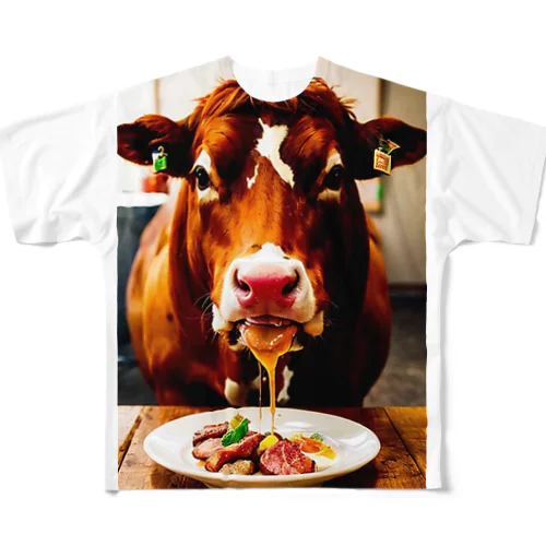 牛肉を食べたい牛 All-Over Print T-Shirt