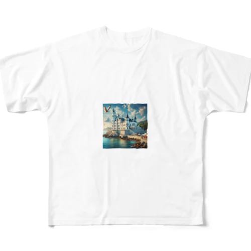 海辺の綺麗な城 All-Over Print T-Shirt