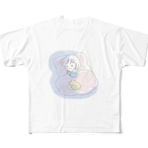 わんことスヤスヤ　 フルグラフィックTシャツ