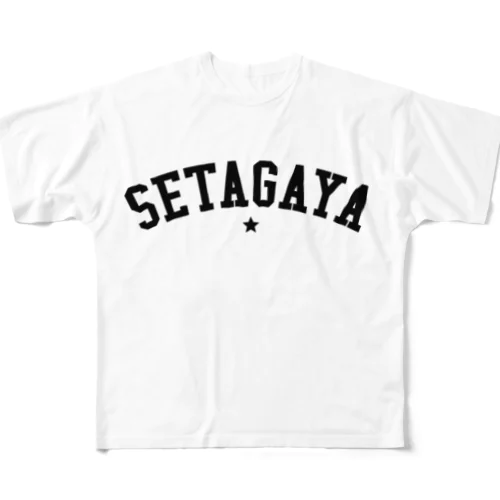世田谷グッズ　ブラックスターロゴ（setagaya item） All-Over Print T-Shirt