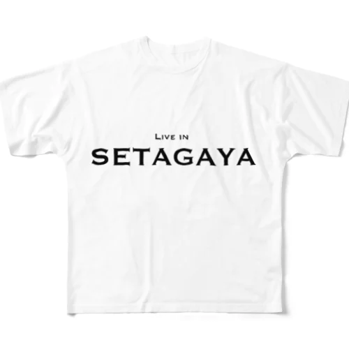 世田谷グッズ　ブラックlive in setagayaロゴ（setagaya item） フルグラフィックTシャツ