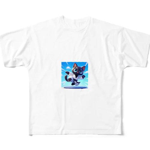 ハイキック空手家クロネコ君 All-Over Print T-Shirt