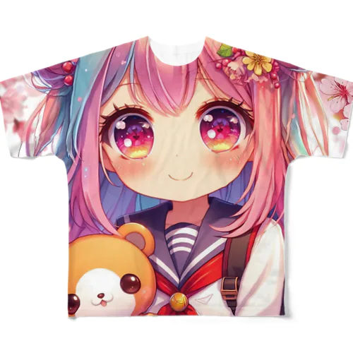 可愛い女の子 All-Over Print T-Shirt