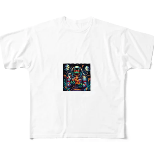 亀型エイリアン、ピザを食す！ All-Over Print T-Shirt