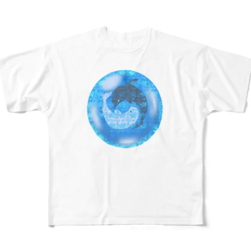 太陰大極イルカの宝石 All-Over Print T-Shirt