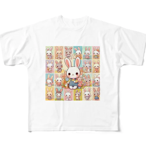 かわいいウサギちゃん フルグラフィックTシャツ