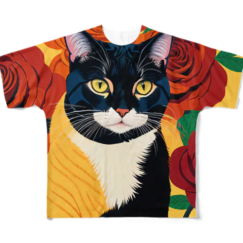 猫とバラの日々 フルグラフィックTシャツ