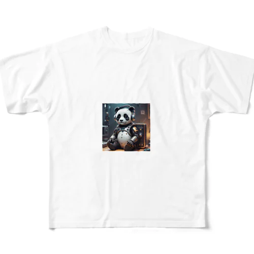 音楽聴いているロボットパンダ All-Over Print T-Shirt