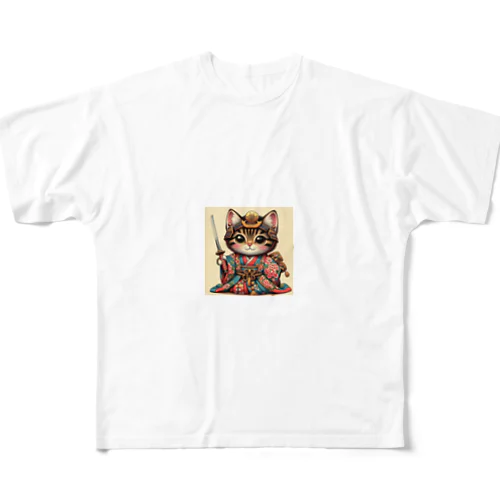 ネコSAMURAI フルグラフィックTシャツ