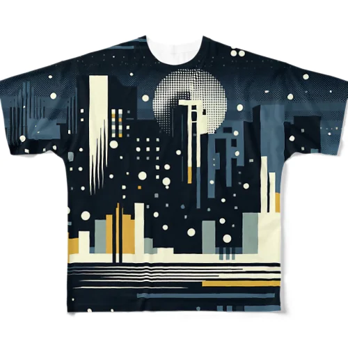 都会の夜景の抽象画 All-Over Print T-Shirt