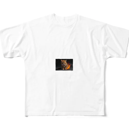 炎の守護者「炎タイプの猫」 All-Over Print T-Shirt