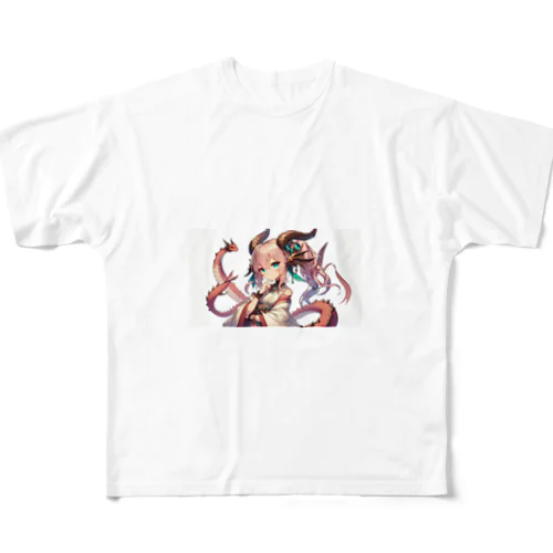 愛らしい龍娘 All-Over Print T-Shirt