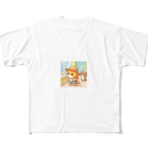 にゃんともキュートなショッピングタイム♪ All-Over Print T-Shirt