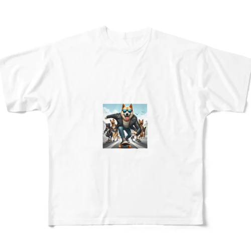 ワイルドワンちゃん All-Over Print T-Shirt