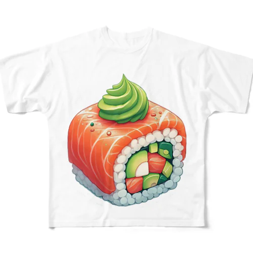 アボカドサーモンロール フルグラフィックTシャツ