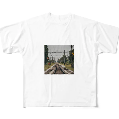 鉄道レールデザイン フルグラフィックTシャツ